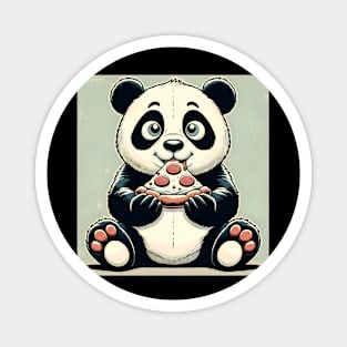 Cute Panda Bear Eating Pizza Magnet